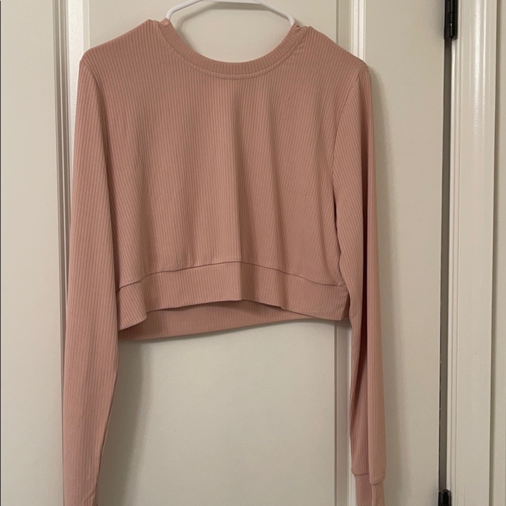 Light Pink Long-Sleeve Ribbed Shirt